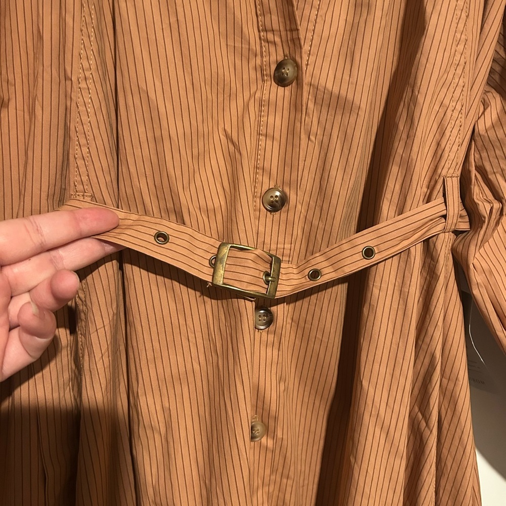 En Saison Camila Midi / Maxi Striped Shirt Dress in Cider Size Large New - Picture 3 of 10